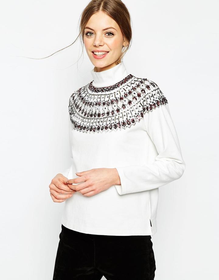 Asos Sweatshirt With High Neck - Off White