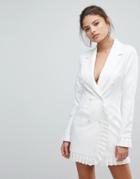 Missguided Pleat Trim Blazer Dress - White