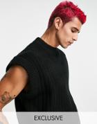 Collusion Knit Ribbed Crew Neck Tank In Black