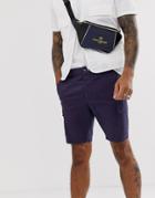 Asos Design Skinny Cargo Shorts In Dark Blue