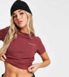 Collusion Seam Detail Branded Shrunken T-shirt In Burgundy-red