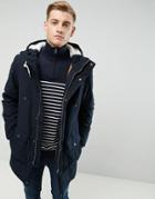 Esprit Fish Tail Parka With Teddy Lined Hood - Navy