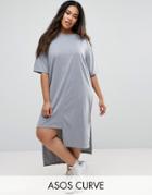Asos Curve T-shirt Dress With Split Hem Detail - Gray