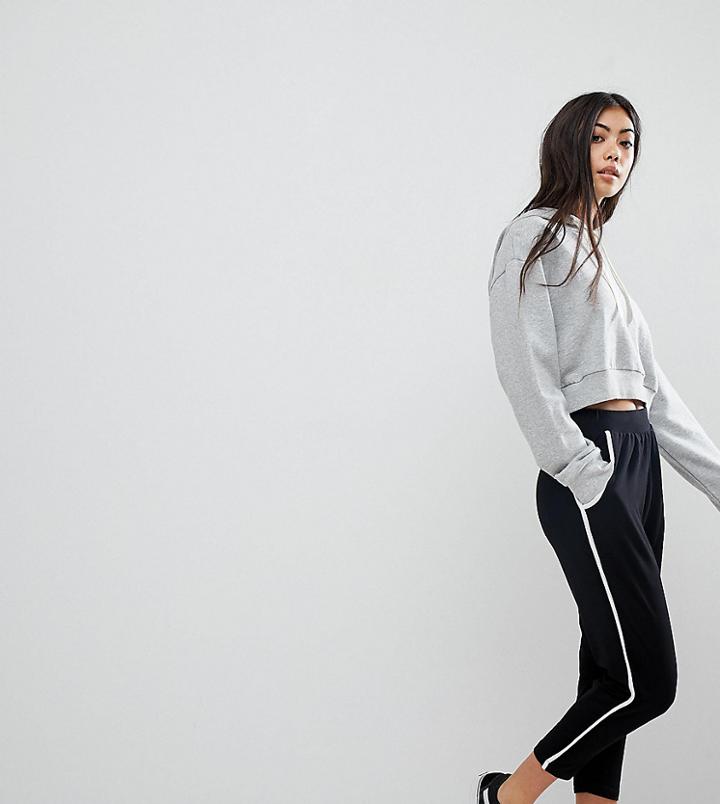 Asos Petite Tapered Pants With Contrast Bind - Black