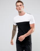 Asos Longline Muscle Fit T-shirt With Contrast Yoke - Black