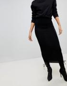Prettylittlething Black Midaxi Skirt - Black