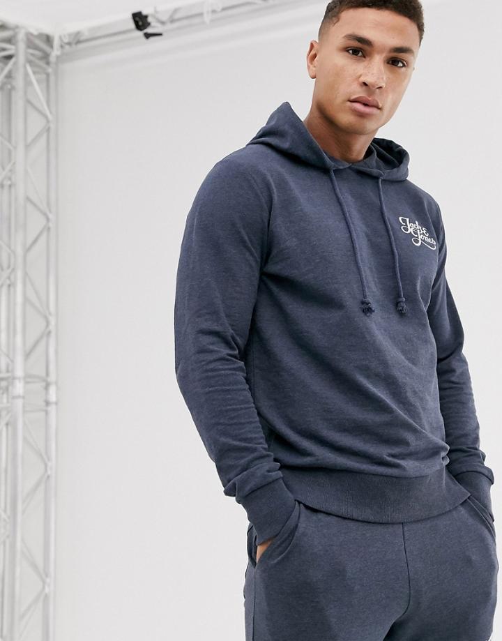 Jack & Jones Originals Script Logo Overhead Hoodie - Navy