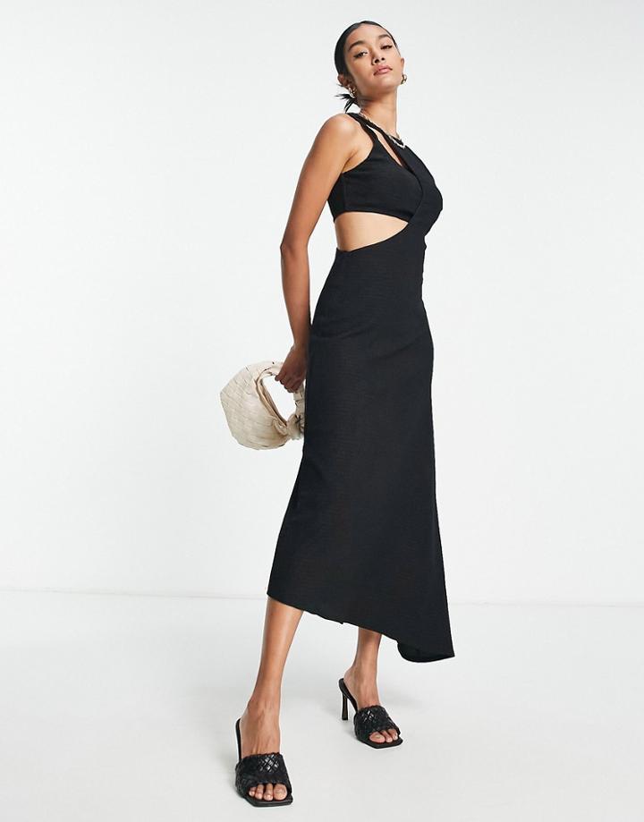 Topshop Premium Cut Out Bralette Midi Dress In Black