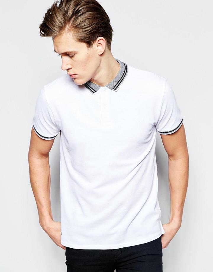 Threadbare Plain Logo Polo Shirt - White