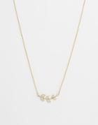 Orelia Crystal Leaf Necklace - Gold