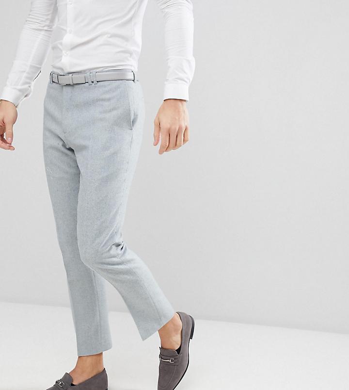 Noak Slim Stretch Wedding Suit Pants In Donegal - Blue