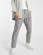 Asos Design Cigarette Fit Pants In Textured Stripe-grey