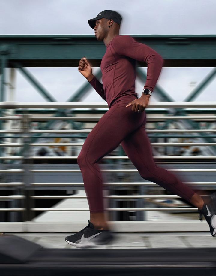 Asos 4505 Base Layer Leggings In Burgundy Heather-red