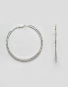 Monki Rhinestone Hoop Earrings - Silver