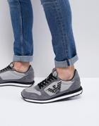 Emporio Armani Suede Mix Sneakers In Gray - Gray