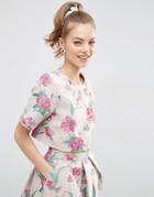Asos Floral Jacquard Tee Co Ord - Multi