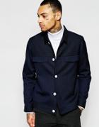 Asos Smart Jacket In Pinstripe With Contrast Buttons - Navy
