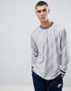 Asos Design Relaxed Longline Long Sleeve T-shirt With Diagonal Shadow Stripe With Tipping In Gray - Silver