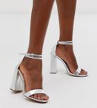 Asos Design Highlight Barely There Heeled Sandals In Silver