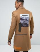 Sixth June Overcoat With Back Patches - Tan