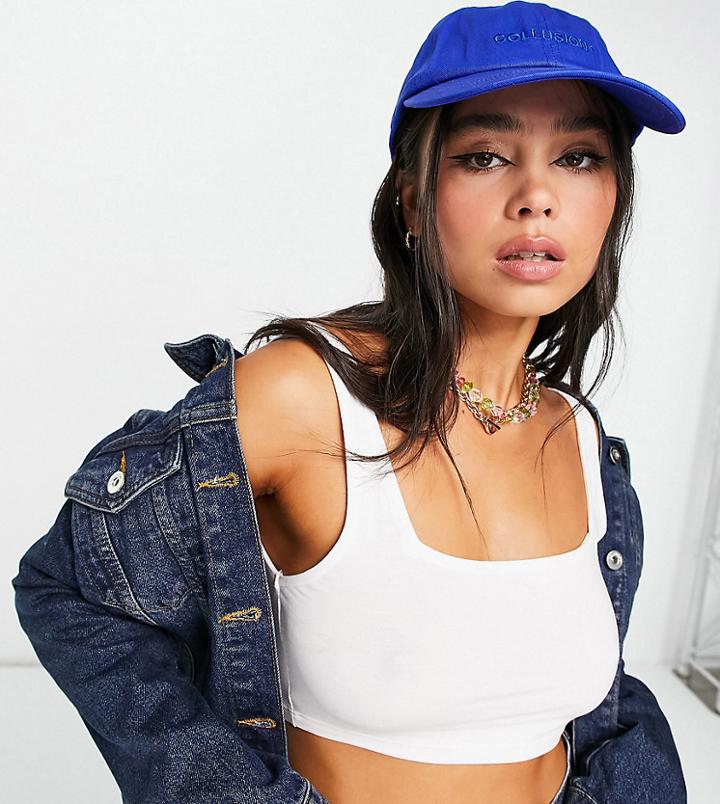 Collusion Branded Baseball Cap In Blue-blues