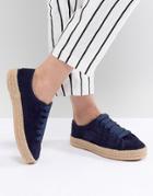Asos Design Jan Suede Lace Up Espadrilles - Navy