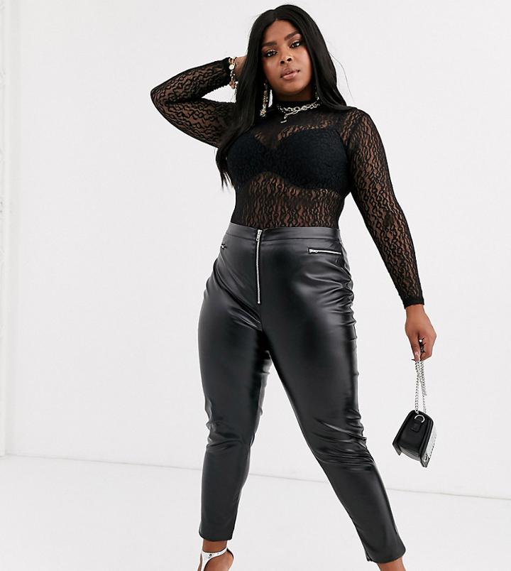 Missguided Pu Skinny Pants In Black