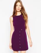 Asos Clean A Line Dress With Poppers - Purple