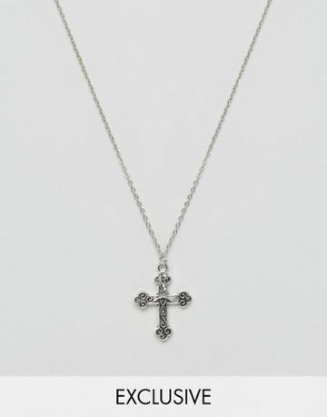 Reclaimed Vintage Cross Necklace - Silver