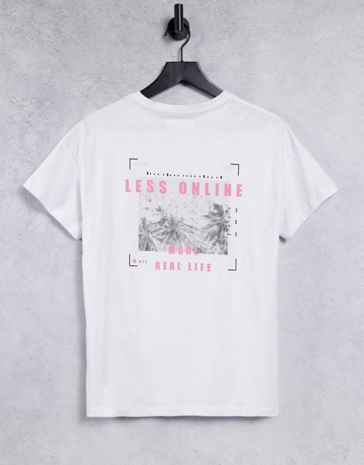 Noisy May T-shirt With Slogan In White