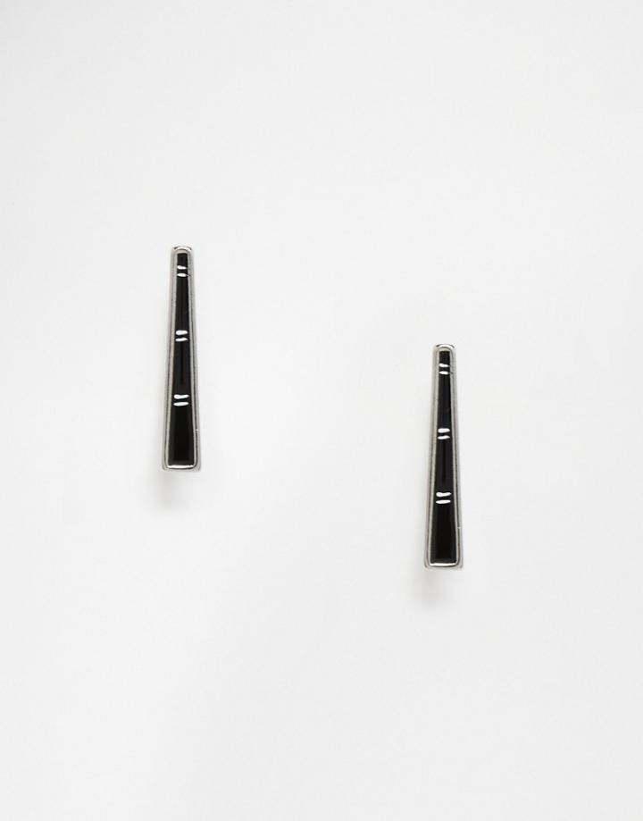 Asos Sleek Bar Minimal Stud Earrings - Black