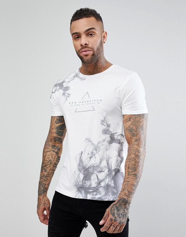 New Look T-shirt With Smoke Fade Print In White - Gray