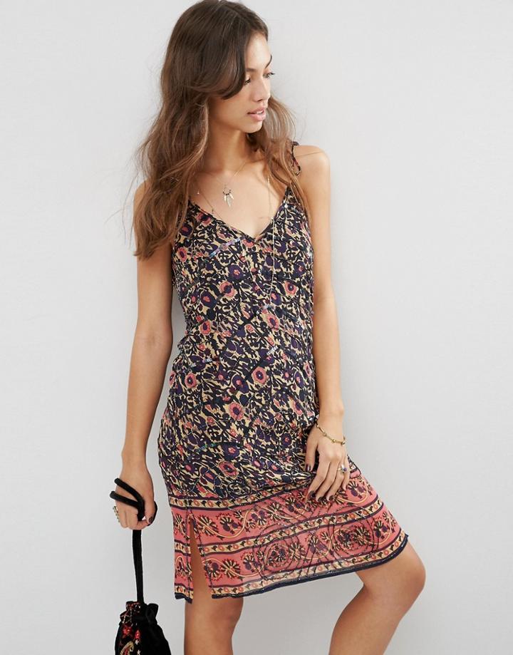 Asos Premium Glam Festival Printed Cami Dress With Embellishment - Multi