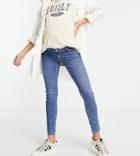 Topshop Maternity Recycled Cotton Over Bump Mid Blue Jamie Jeans-blues