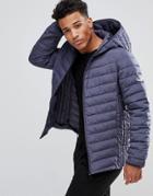 Only & Sons Quilted Jacket With Full Zip Hood In Melange Nylon - Gray