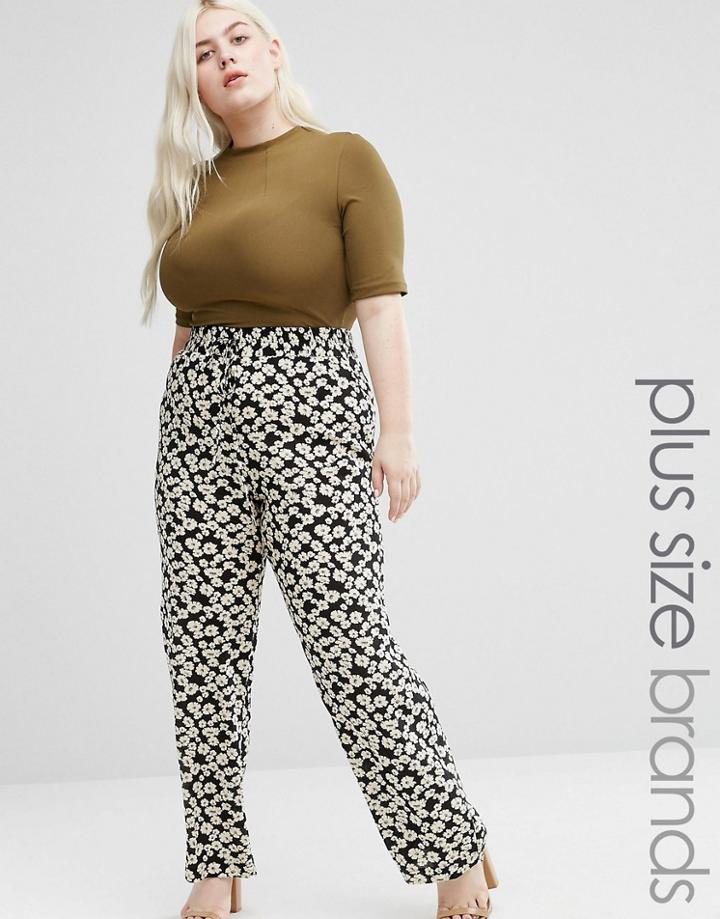 Koko Plus Pants In Daisy Print - Black