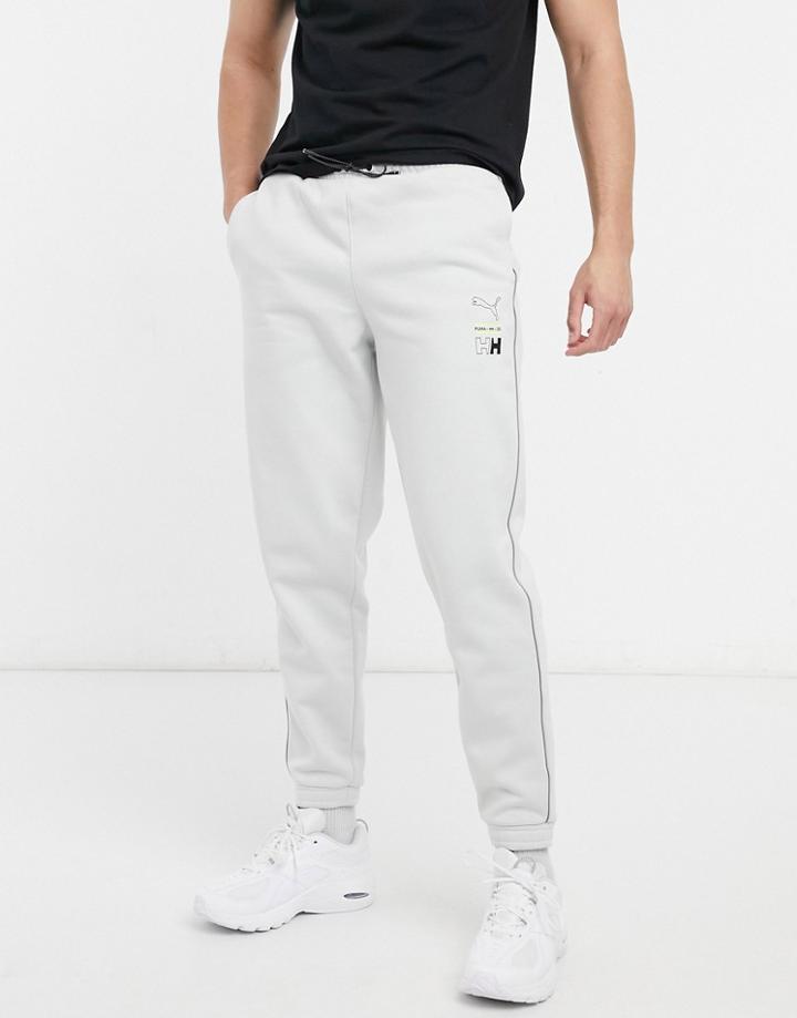 Puma X Helly Hansen Logo Taped Sweatpants In Gray-grey