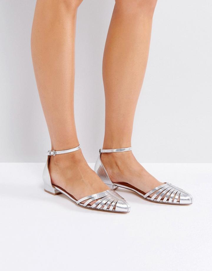Ravel Cut Out Flat Point Shoe - Silver
