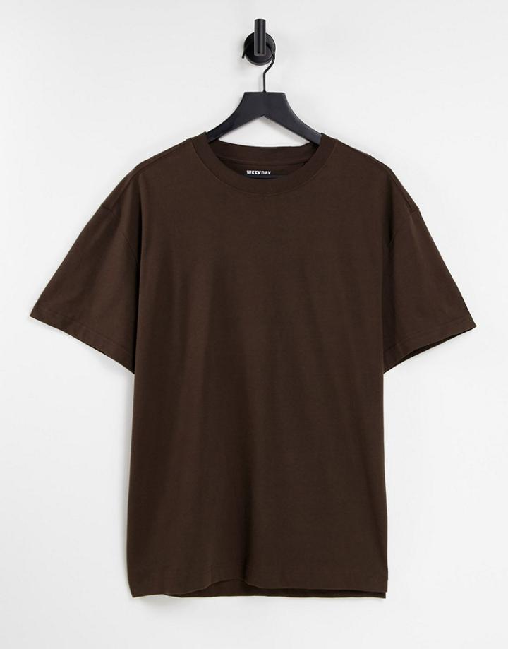 Weekday Oversized T-shirt In Brown