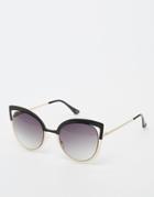 Asos Metal Cat Eye Sunglasses With Color Block Frame And Cut Away Lens - Multi