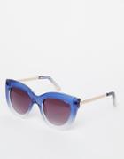 Asos Chunky Cat Eye With Metal Arms And Graduated Blue Frame - Blue Grad