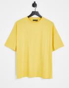 Asos Design Oversized T-shirt With Crew Neck In Ochre-yellow