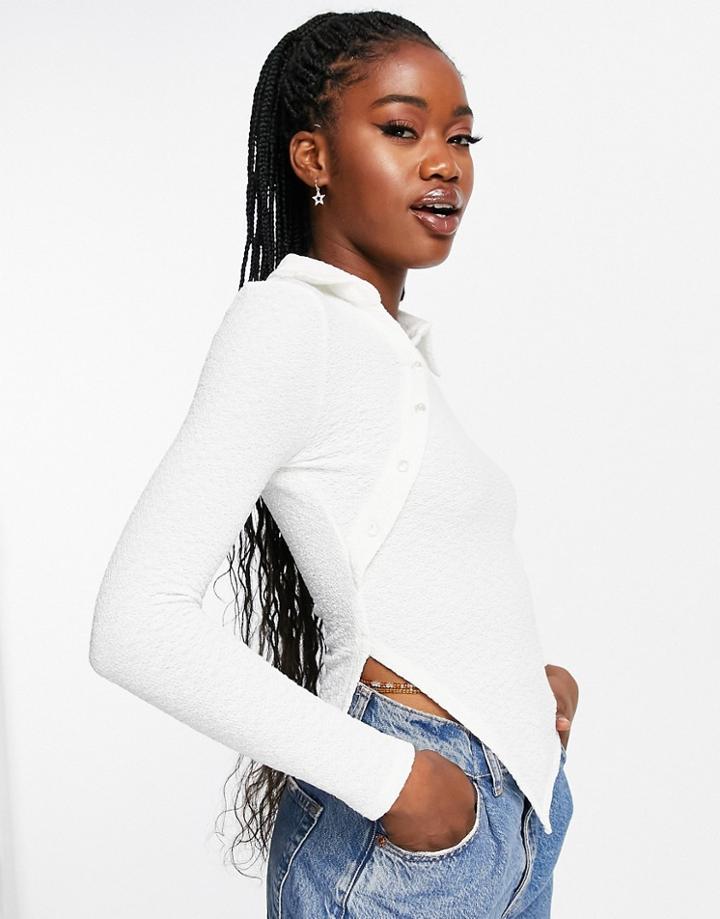 Urban Revivo Asymmetric Long Sleeve Top In White