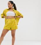 Asos Design Petite Yellow Check Suit Shorts-multi