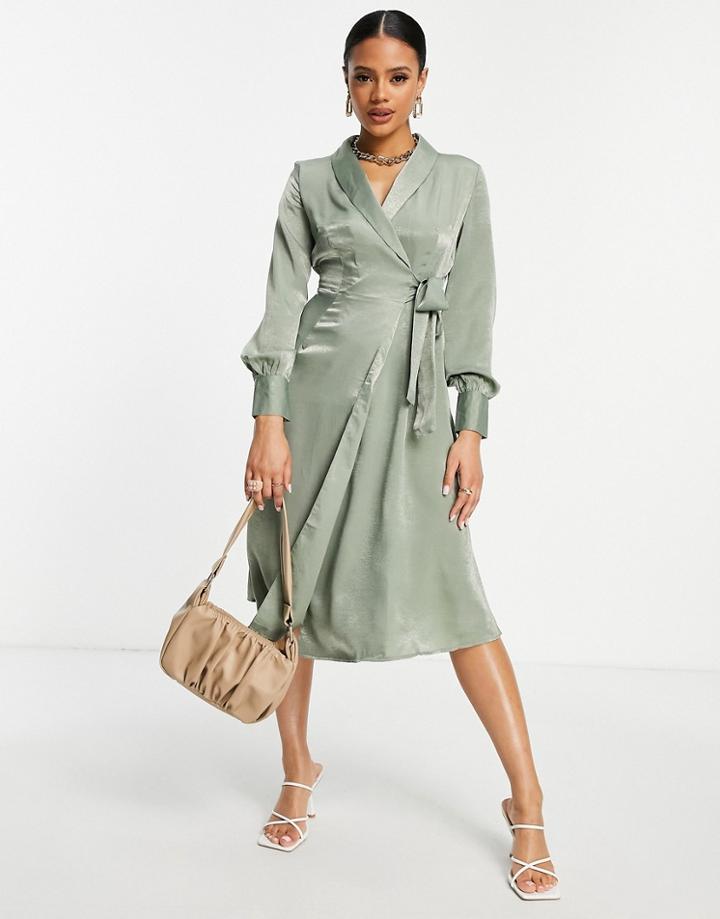 Unique 21 Mini Wrap Dress In Sage-green