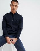 Ted Baker Long Sleeve Polo Shirt In Navy Texture - Navy
