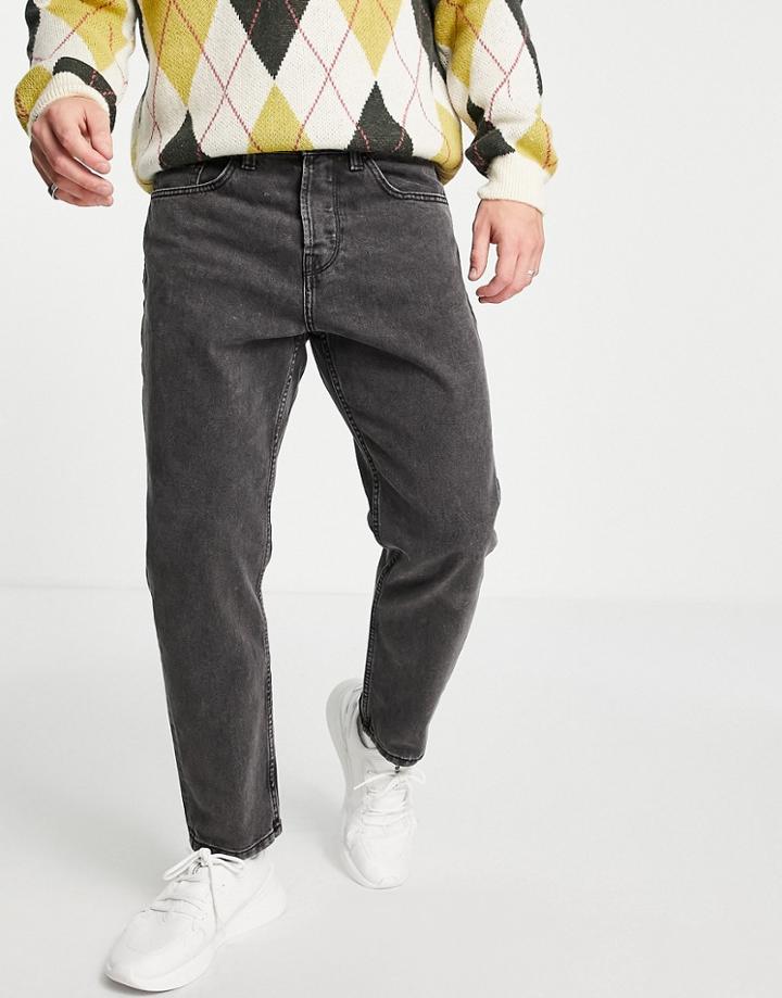 Only & Sons Tapered Fit Cropped Jeans In Vintage Black Wash
