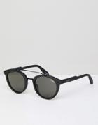 Quay Australia Round Polarized Sunglasses With Double Brow - Black