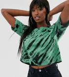 Asos Design Tall T-shirt In Green Tie Dye-multi