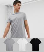 Asos Design Organic Tall T-shirt With Crew Neck 3 Pack Save - Multi